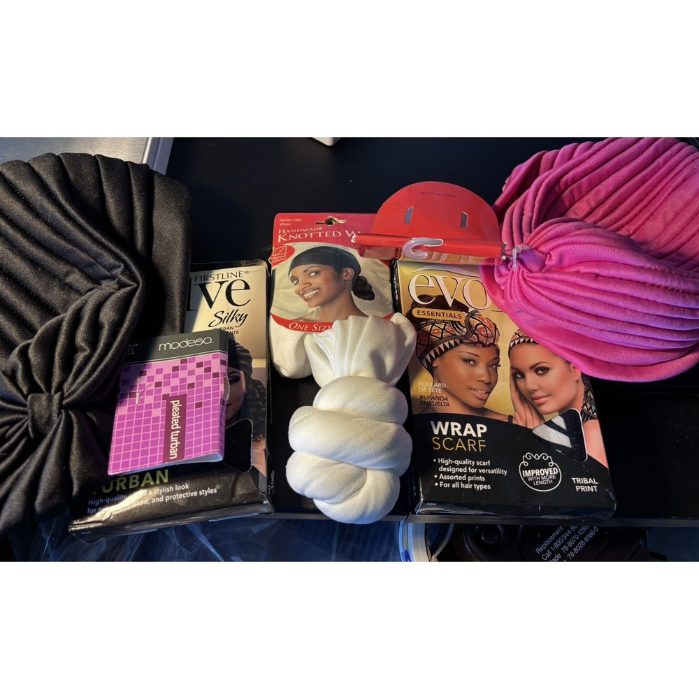 Five New With Tag Turbines. Black, White Pink Tribal Print All Brand New3801